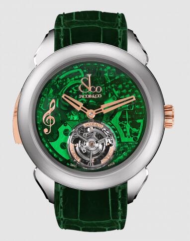 Jacob & Co. PALATIAL FLYING TOURBILLON MINUTE REPEATER TITANIUM (GREEN MINERAL CRYSTAL) Watch Replica PT520.24.NS.QG.A Jacob and Co Watch Price